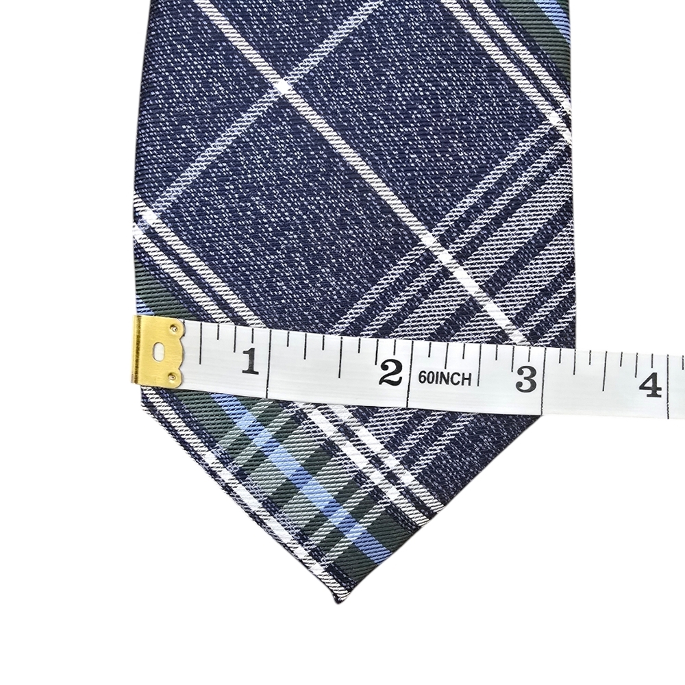 Club Room Gaudier Mens Plaid Tie White Shades of Blue Green Polyester - Picture 6 of 6